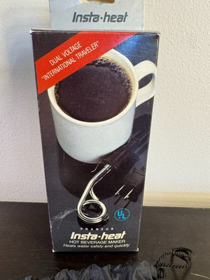 #ad Insta Heat Portable Hot Beverage Maker with European Plug Adapter New in Box $10.00