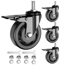 4 inch Stem Casters, Heavy Duty Casters Set of 4, 1/2"-13 x 1 Stem Diameter 1...