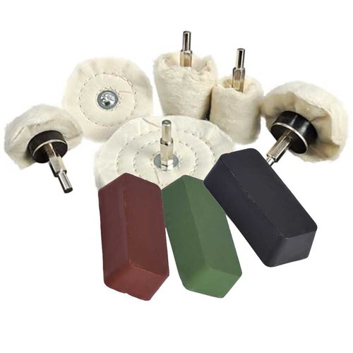 Rustark Kit 13 Roues Polissage Avec Composés - Patins Feutre Laine 100mm