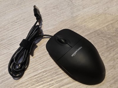 Amazon Basics USB Kabelgebundene Maus 3 Tasten Standard Schwarz