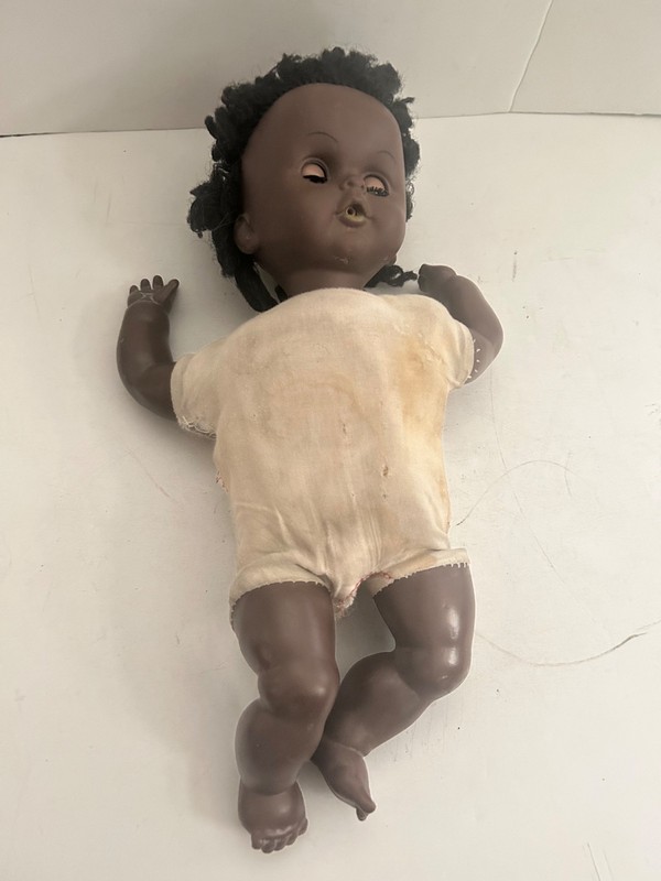 AFRICAN AMERICAN 15" DOLL FOR PARTS OR REPAIR MADE IN HONG KONG