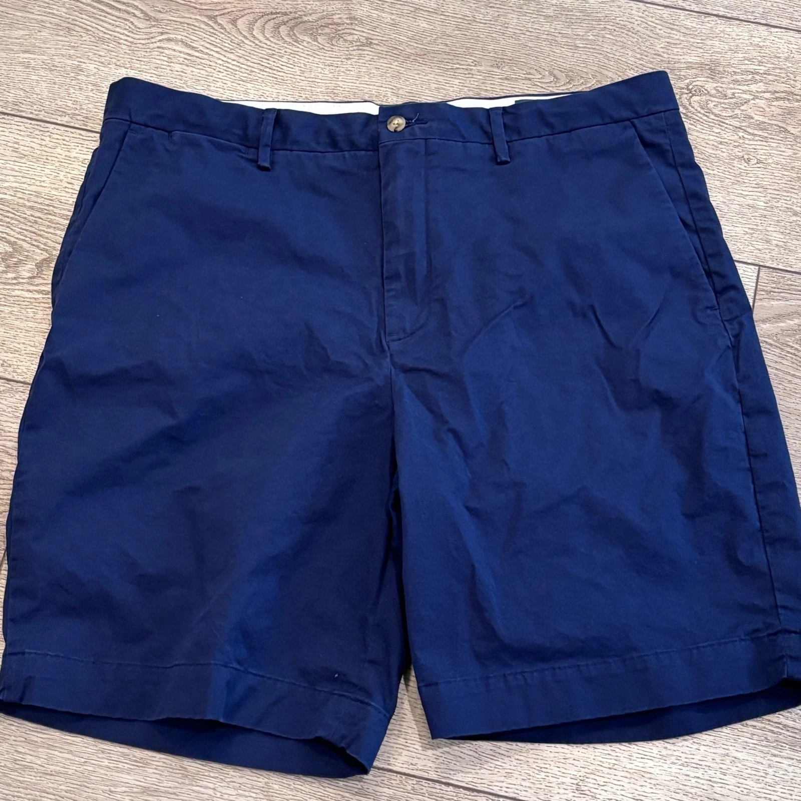 Polo Ralph Lauren Chino Shorts Mens 36 Navy Blue Stretch Classic Fit Flat Front