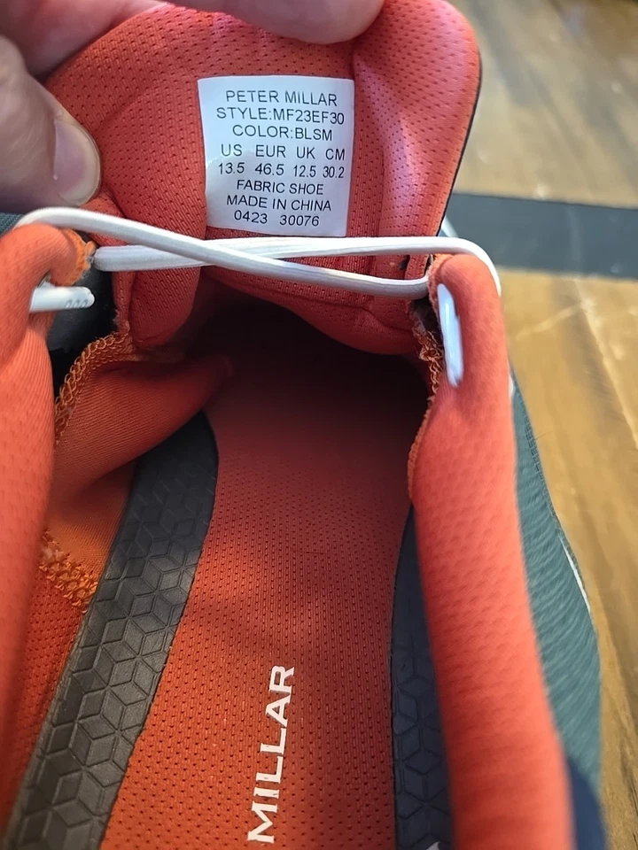 Peter Millar Hyperlight Glide Sneakers Men’s 13.5 Blue Green Orange  Golf Shoes - Image 3 of 4