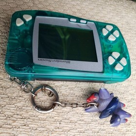 Bandai WonderSwan Skeleton Clear Green Frozen Mint Console with Keychain Tested