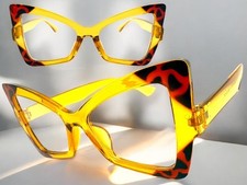 Women Oversized Exaggerated Funky Retro Style Clear Lens EYE GLASSES Large Frame