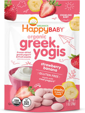 Happy Baby Organics Baby Snacks, Greek Yogis, Freeze Dried Yogurt Fruit Snacks