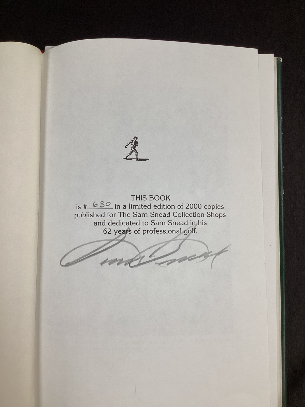 Sam Snead Autographed Signed PGA Book The Education of a Golfer Masters Ltd. Ed. Auto JSA 