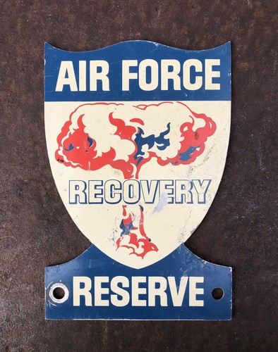 1950's AIR FORCE RECOVERY RESERVE aluminum license plate TOPPER