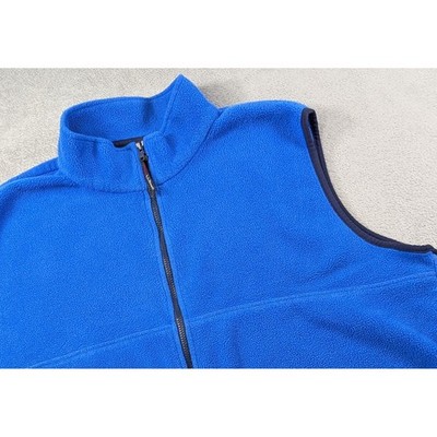 LL Bean Outdoors Mens XL Blue Fleece Full Zip Mock Neck Vest MRT7