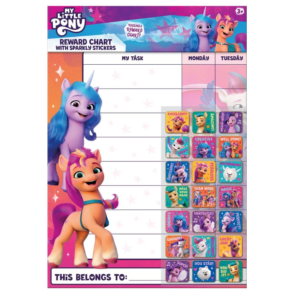 My Little Pony Reward Chart with Stickers, Reusable Visual Behaviour Autism SEN