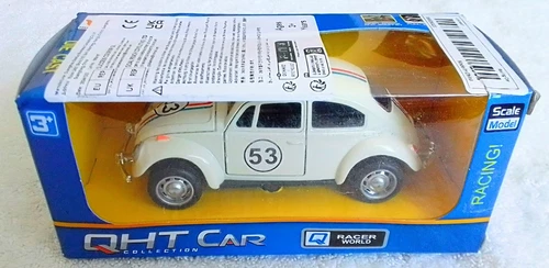 2024 QHT Cream Color VW BEETLE #53 Car Like HERBIE THE LOVE BUG Pull Back Motor - Imagen 3 de 15