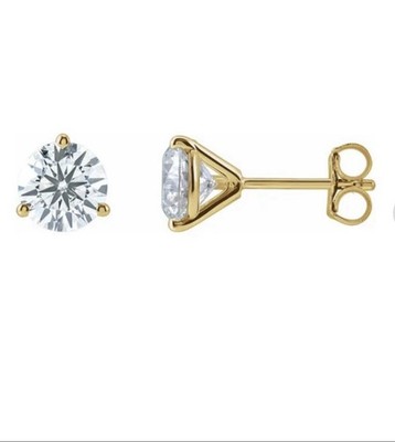 1 Karat runde Brillant Lab Grown Diamant Ohrstecker 14K Gelbgold 