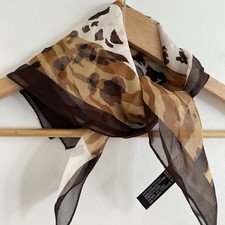 Ellen Tracy Silk Neck Scarf Warmer Feminine Animal Print Square Preppy