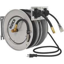 Klutch Combo Air and Electric Hose Reel, 3/8in. x 25ft., Steel