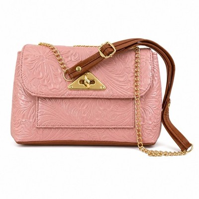 Womens bag pink Floral Charm Vegan Leather Bag