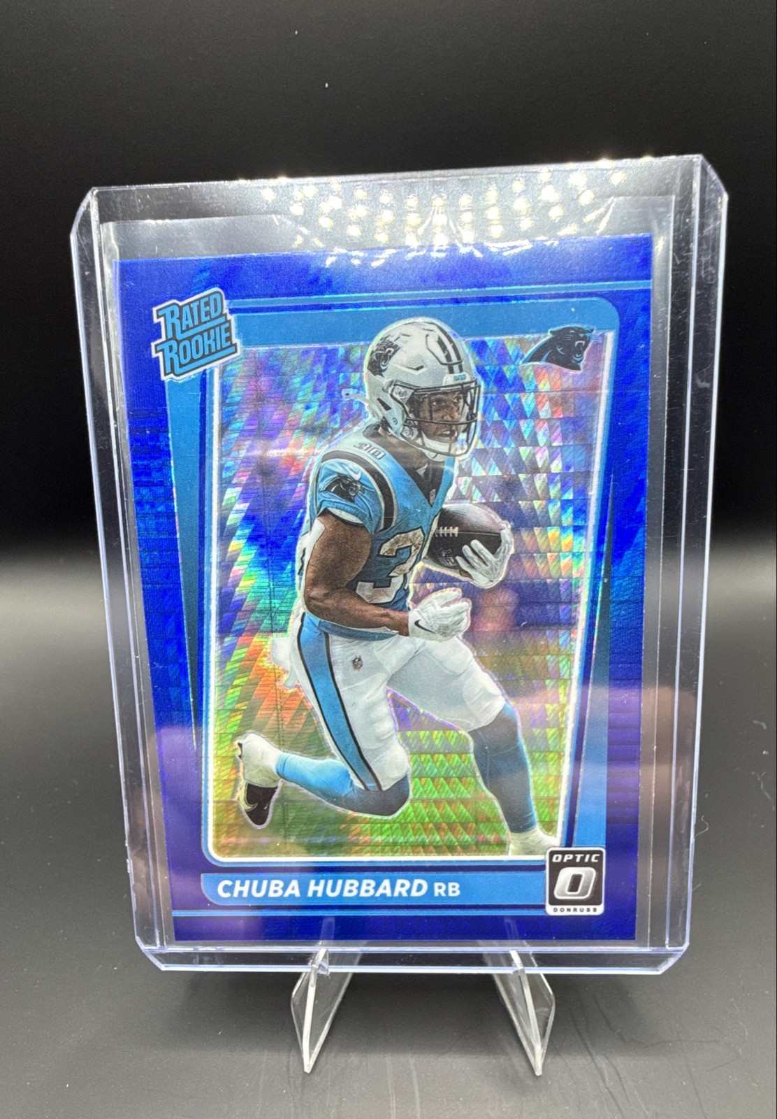 2021 Panini Donruss Optic - Rated Rookie Chuba Hubbard #225 Blue Hyper Prizm (RC