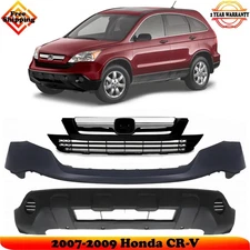 Front Bumper Cover Paintable & Grille Assembly Kit For 2007-2009 Honda CR-V