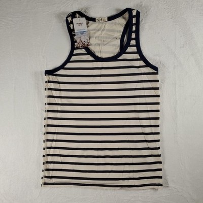 SEOBEAN Tank Top Sleeveless Striped Shirt Large Size (XS-S)