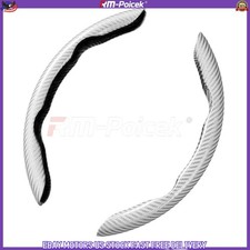 White Universal Segmented Anti-slip Carbon Fiber Hard Car Steering Wheel Cover A