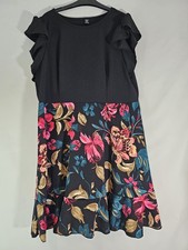 SHEIN Plus Size 3XL Dress Black Floral Patchwork Ruffle Sleeve Summer Casual