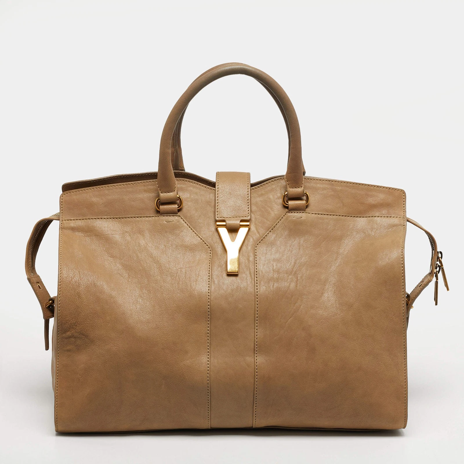 Saint Laurent Cabas Chyc Large Beige Leather Tote