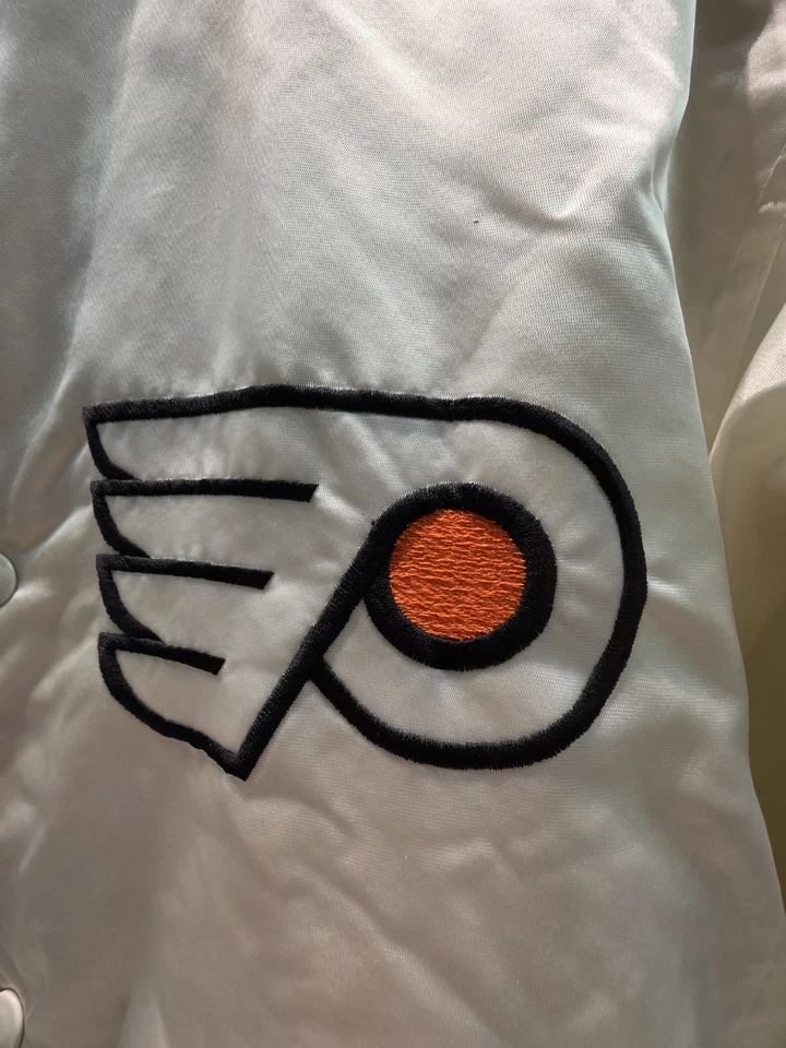 RARE Vintage Starter Philadelphia Flyers White Satin Jacket - Image 2 of 4