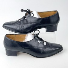 Vintage 90s Ipanema Black Leather Lace Up Booties Size 6.5 M