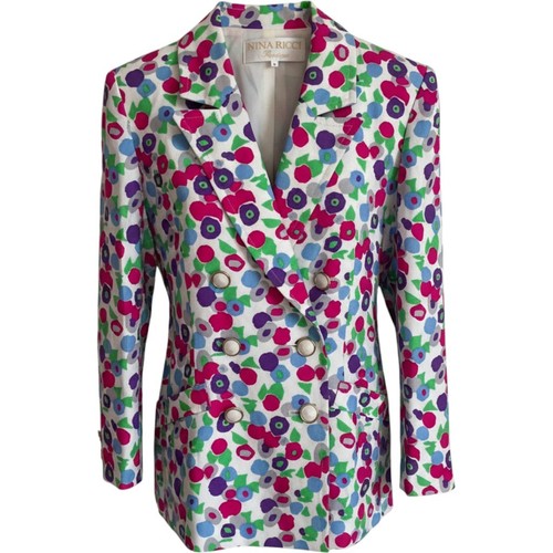 Nina Ricci, Nina Ricci Boutique Vintage Floral Double Breasted Blazer Multicolor Size 9