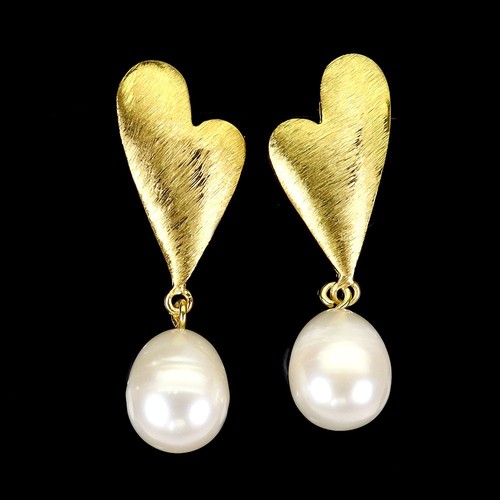 925 Sterling Silver Earrings Drop White Pearl 11x9mm Natural Jewelry