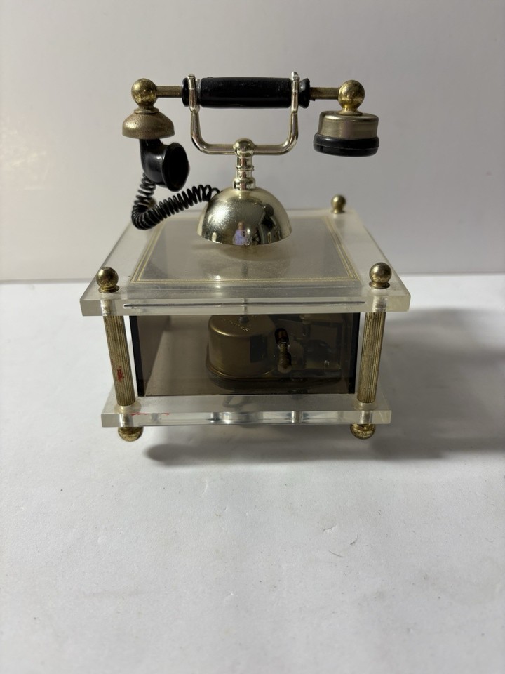 Vintage Sankyo Lucite Revolving Telephone Music Box "Edelweiss” Song Works