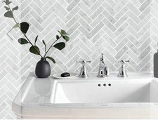 8x Herringbone Marble Tiles, 32x 28cm tiles to cover approx 0.72 sq.M