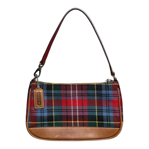 Borsa a tracolla Coach Y2K tartan lana scozzese a quadri pelle demi rossa 8935