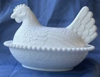 Vintage Indiana Glass HEN ON NEST Milk Glass Covered Candy Dish HON 7" White