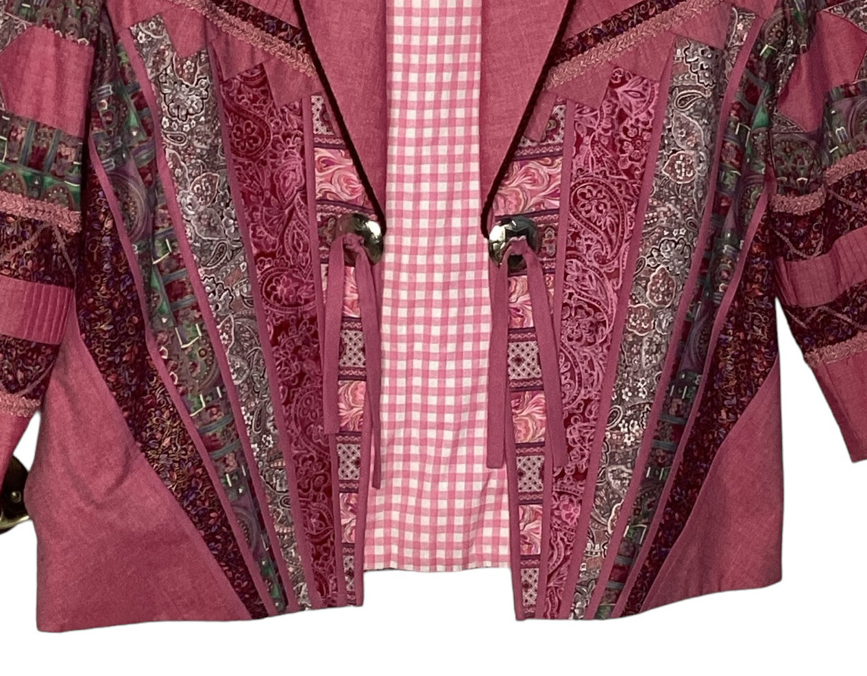 Quilt Jacket Patchwork  XL Hand Sewn Multicolor P… - image 3