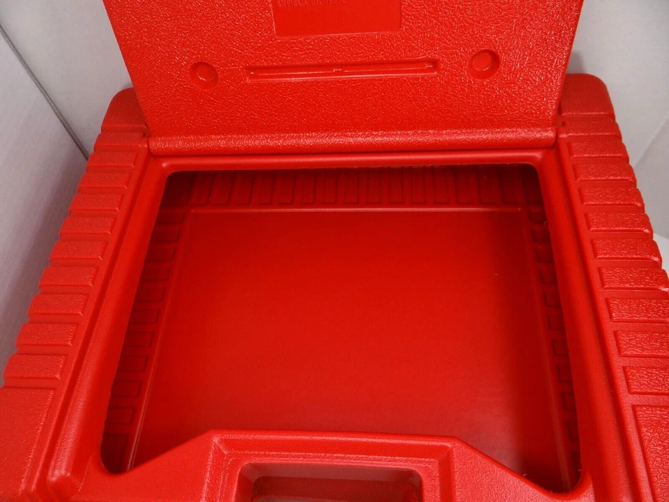 Lego Vintage 1985 Red Plastic Flip Top Storage Carrying Case Lot Of 2 - Image 3 of 4