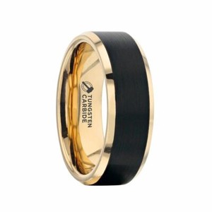 Thorsten Gaston Gold Plated Tungsten Ring Band Black Center 6Mm Size 11.5 Nib