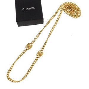 Authentic CHANEL Used Long Necklace CC Logos Chain Gold-Plated France 96P #BT361 S