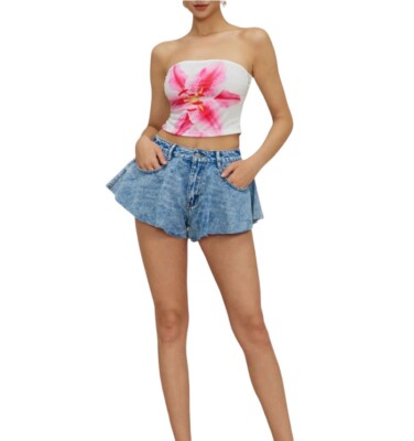 NWT Micas Shorts Women's Small 27 Waist Denim V Shaped  Micro Shorts Festival