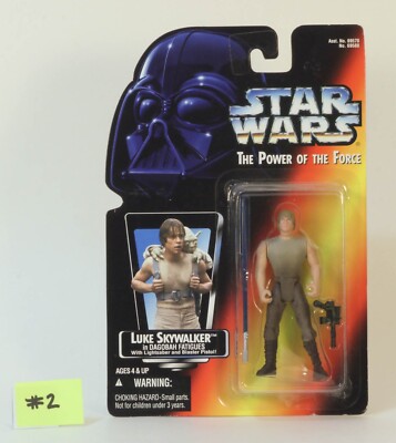 * Star Wars Red Card POTF2 Luke Skywalker Dagobah Long Saber Hasbro 1995 #2
