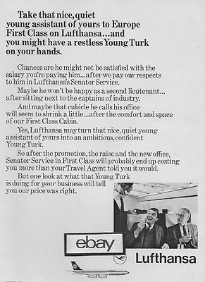 LUFTHANSA GERMAN AIRLINES 1968 BOEING 707 FIRST CLASS SERVICE WILL CHANGE YOU AD