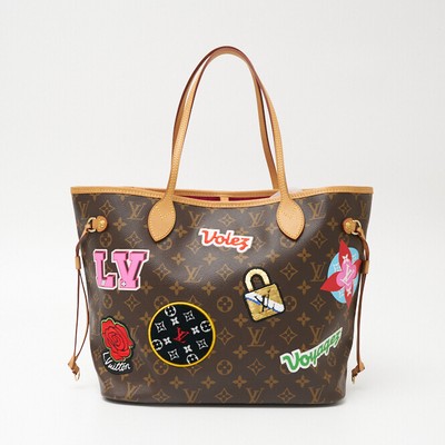 LOUIS VUITTON Neverfull MM M43988 Tote Bag Monogram Patches Brown 