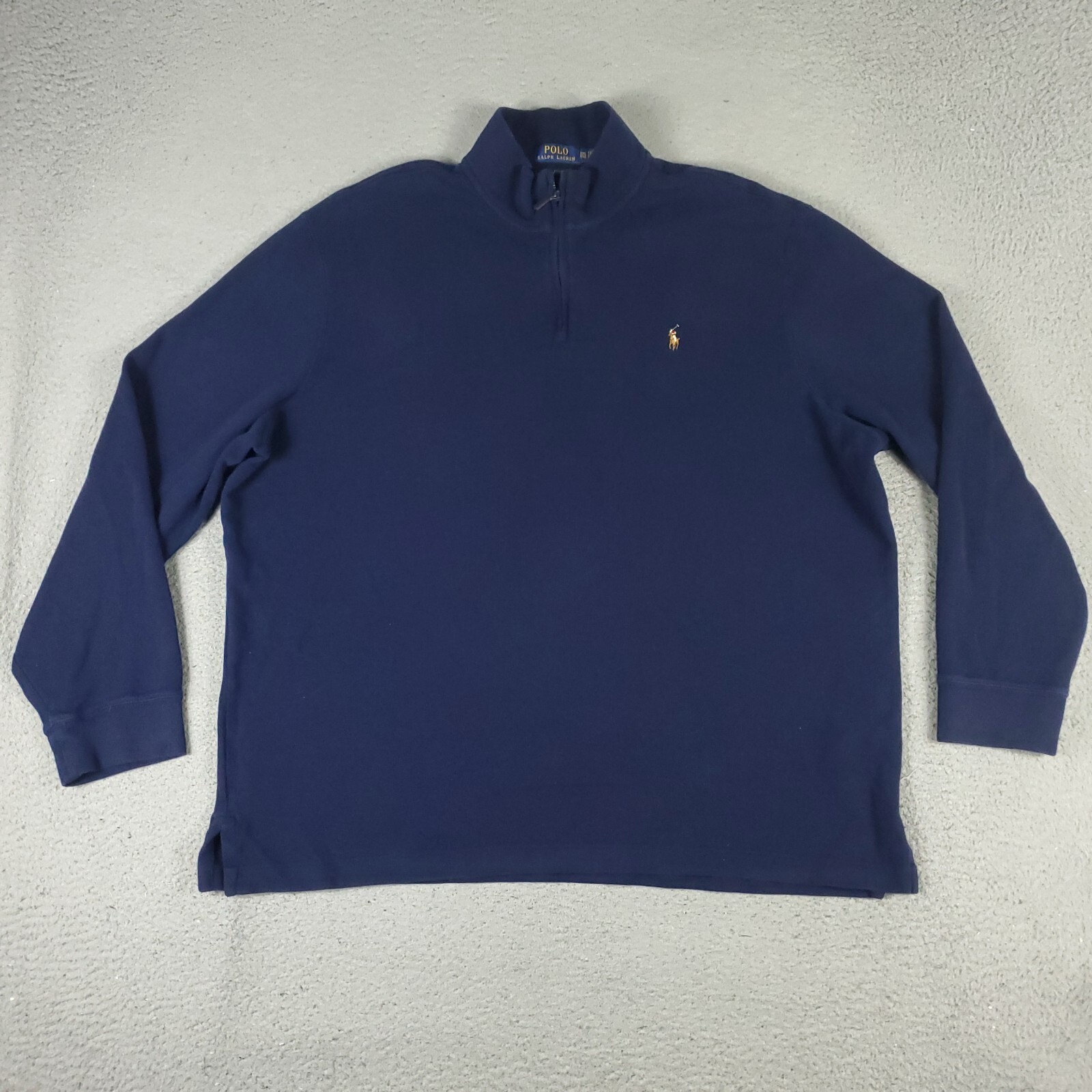 Maglione Ralph Lauren uomo taglia 2XL blu pony 1 4 zip pullover felpa