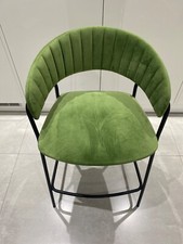 Rockett St George Curved Back Velvet Bar Stool In Moss Green