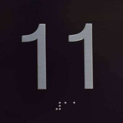 11TH Floor Elevator Jamb Plate Sign with Braille and Raised Number..-REF24-1027