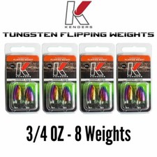 3/4 OZ RAINBOW METALLIC - 4 Pack 8 Weights TUNGSTEN Flipping Weights