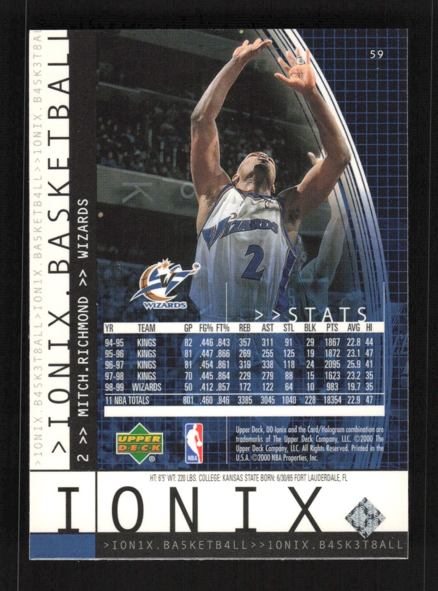 1999-00 Upper Deck Ionix Mitch Richmond #59 Washington Wizards | eBay