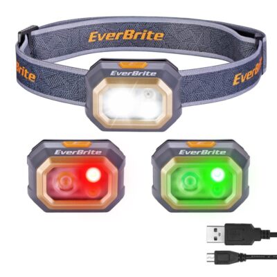 EverBrite 700 Lumen Rechargeable LED Headlamp 6 Modes with White/Red/Green Light