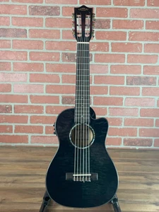 Lanikai Quilted Maple Black Stain Guitelele Acoustic-electric Ukulele