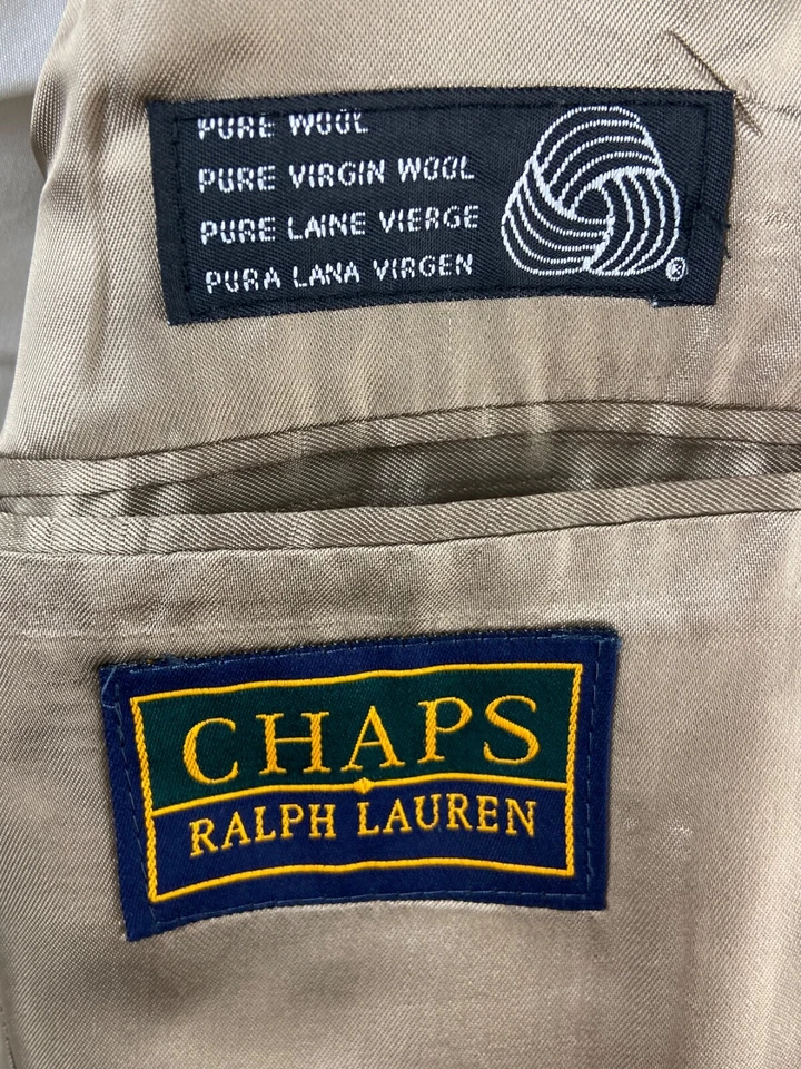 CHAPS RALPH LAUREN Mens 40S Gray Stripe Canada Wool 2 Piece Suit W/ Pants 34x27 - Image 2 of 4