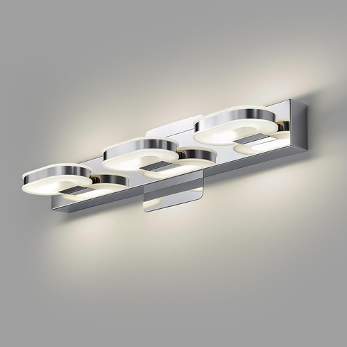 Modern LED 3 Lights Vanity Light for Bathroom 19 Inch Chrome Bathroom Wall Light - Picture 4 of 7